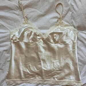 soft sensations Vintage ivory satin lace cami top sz XL romantic victorian